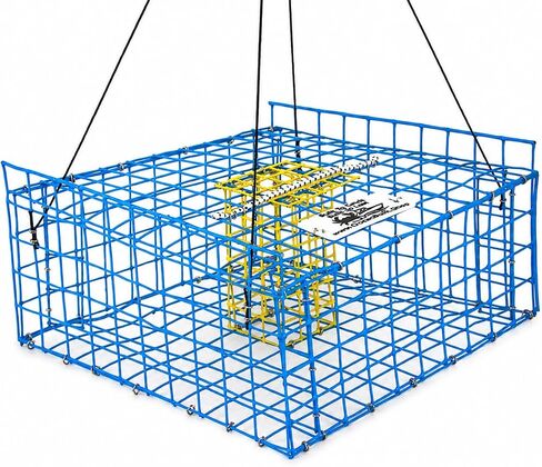 Folding Bridge Blue Crab Trap, Heavy-Duty Metal Wire Mesh Drop-Net, Collapsible Foldable Design, 15" x 15" x 7" in Saudi Arabia
