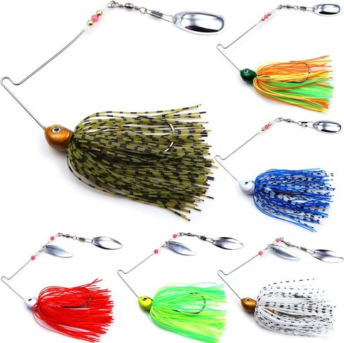 EXAURAFELIS Spinnerbaits Fishing Lures for Bass Fishing Spinner Bait with Skirt Bass Lure Spinner Blades fishingbait Pikelures Trout Lure Salmon Lures Spinnerbait Buzzbait Swimbait in Kuwait