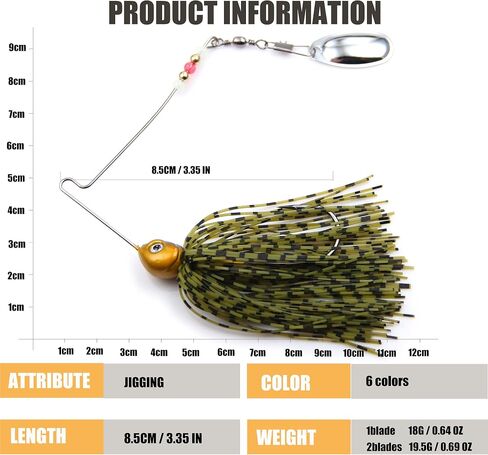 EXAURAFELIS Spinnerbaits Fishing Lures for Bass Fishing Spinner Bait with Skirt Bass Lure Spinner Blades fishingbait Pikelures Trout Lure Salmon Lures Spinnerbait Buzzbait Swimbait in Kuwait