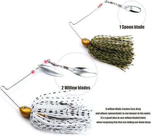 EXAURAFELIS Spinnerbaits Fishing Lures for Bass Fishing Spinner Bait with Skirt Bass Lure Spinner Blades fishingbait Pikelures Trout Lure Salmon Lures Spinnerbait Buzzbait Swimbait in Kuwait