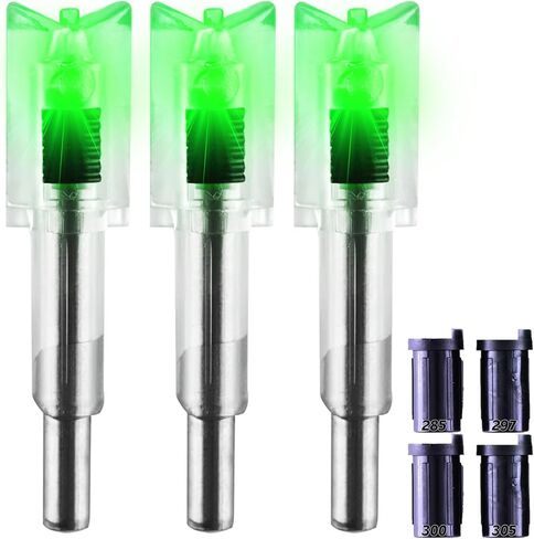 6/3 Pack Lighted Nocks for Crossbow Bolts with .285"/.297"/.300"/.305" Bushings High-Visibility Crossbow Lighted Nocks, On/Off Switch Included in Saudi Arabia