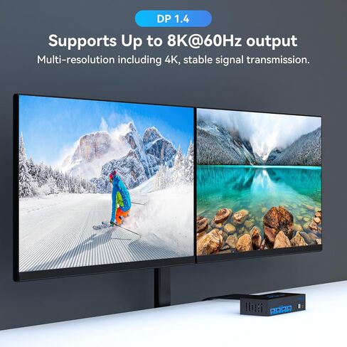 8K Displayport KVM Switch 2 Monitors 2 Computers 4K@120Hz Dual Monitor | Display Port USB 3.0 KVM Switches for 2 PC Share 2 Screens and 1 Set of Keyboard Mouse Printer with 2 USB Cables in Saudi Arabia