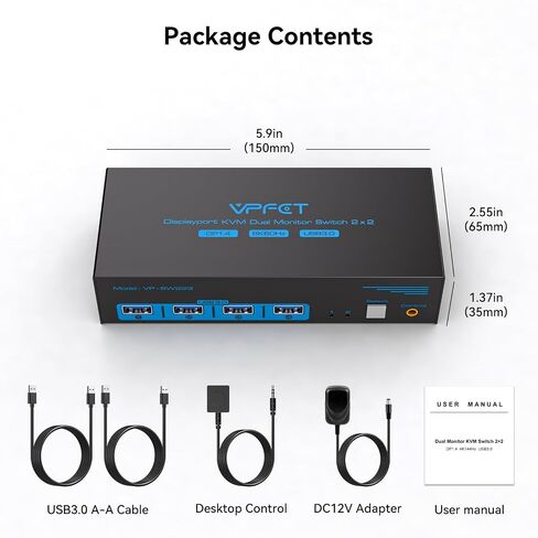8K Displayport KVM Switch 2 Monitors 2 Computers 4K@120Hz Dual Monitor | Display Port USB 3.0 KVM Switches for 2 PC Share 2 Screens and 1 Set of Keyboard Mouse Printer with 2 USB Cables in Saudi Arabia