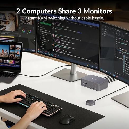 AV Access KVM Switch 3 Monitors 2 Computers KVM Docking 8K@60Hz in Kuwait