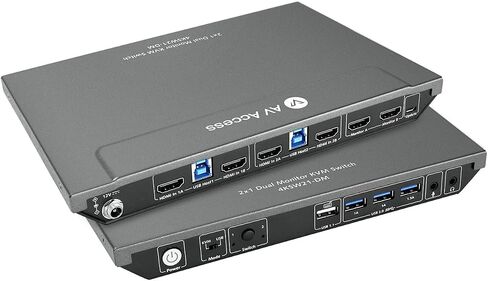AV Access KVM Switch 2 Monitors 2 Computers, 4 USB, EDID, Hotkey Switch in Kuwait