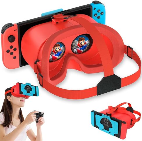 VR Headset for Nintendo Switch & Switch OLED Model, Switch VR Virtual Boy Glasses with Adjustable HD Lenses and Comfortable Head Strap, Labo VR Kit 3D Goggles for Switch Accessories (White&Blue) in Saudi Arabia