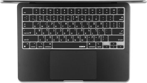 XSKN Hebrew Black US Version Silicone Keyboard Cover for Apple MacBook Air 13/15 inch with M5/M4/M3/M2 Chip and MacBook Neo with A18 Pro Chip in Saudi Arabia
