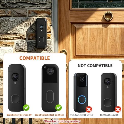 No Drill Doorbell Mount Compatible with Blink Battery Doorbell 2K+, Anti-Theft Doorbell Holder for Apartment Door, Full Cover Adhesive Mounting Bracket Accessories for Home in Saudi Arabia