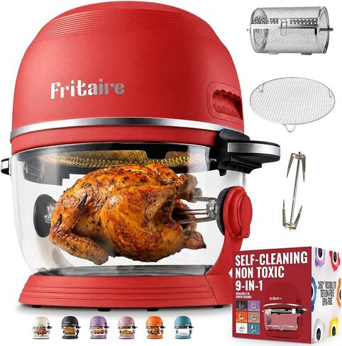 Non Toxic Air Fryer™ Pro | 9-in-1 Glass Air Fryer | Self-Cleaning | 5 Quart | Rotisserie and Tumbler | 400F Vortex For Even Cooking, BPA-Free Teflon Free, Recrisp, Roast, Bake, White in Saudi Arabia