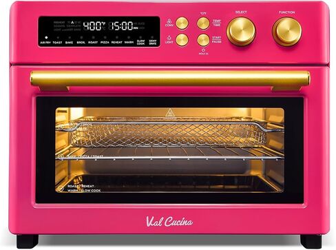 VAL CUCINA تسخين بالأشعة تحت الحمراء 26.3 QT فرن محمصة الهواء، فرن حراري كبير على سطح الطاولة 10 في 1 كومبو، 6 شرائح توست، صينية خبز بالمينا سهلة التنظيف مع كتاب الوصفات، لمسة نهائية من الفولاذ المقاوم للصدأ المصقول in Kuwait