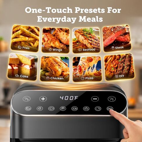 Kismile 5QT Glass Air Fryer, 8 in 1 PFAS-Free Non Toxic AirFryers, Digital Touch Control, Portable Air Fryer with Precise Temperature Control & Timer, Up to 400°F, 95% Less Oil.(Black) in Kuwait