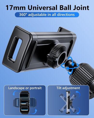 Tablet Holder Clamp Mount Replacement with 17mm Ball Joint Socket | Clip Holder for 4.7"-12.9" Tablet/iPad/Switch/iPhone, Ball Hole Compatible with Diameter of 0.669 inch / 17mm Ball Head in Kuwait