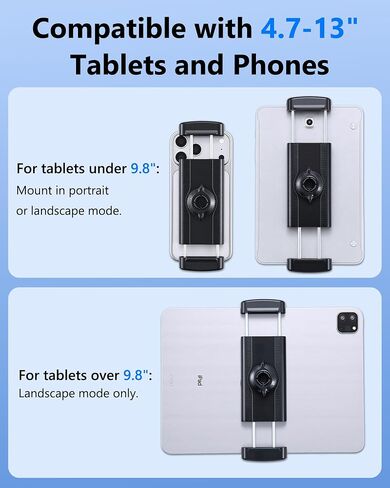 Tablet Holder Clamp Mount Replacement with 17mm Ball Joint Socket | Clip Holder for 4.7"-12.9" Tablet/iPad/Switch/iPhone, Ball Hole Compatible with Diameter of 0.669 inch / 17mm Ball Head in Kuwait