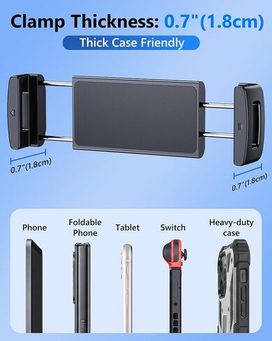 Tablet Holder Clamp Mount Replacement with 17mm Ball Joint Socket | Clip Holder for 4.7"-12.9" Tablet/iPad/Switch/iPhone, Ball Hole Compatible with Diameter of 0.669 inch / 17mm Ball Head in Kuwait