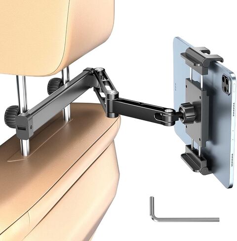 PLDHPRO Tablet Holder for Car Headrest Mount 3-in-1 Adjustable Aluminum Alloy Arm Back Seat Stand Compatible 5.5-14.6'' Devices, Road Trip Essentials for Kids Accessories in Saudi Arabia