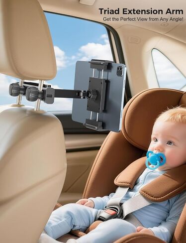 PLDHPRO Tablet Holder for Car Headrest Mount 3-in-1 Adjustable Aluminum Alloy Arm Back Seat Stand Compatible 5.5-14.6'' Devices, Road Trip Essentials for Kids Accessories in Saudi Arabia