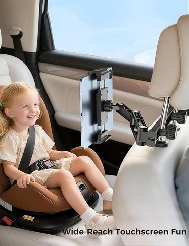 PLDHPRO Tablet Holder for Car Headrest Mount 3-in-1 Adjustable Aluminum Alloy Arm Back Seat Stand Compatible 5.5-14.6'' Devices, Road Trip Essentials for Kids Accessories in Saudi Arabia