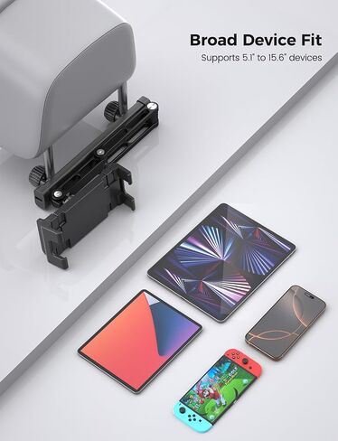 PLDHPRO Tablet Holder for Car Headrest Mount 3-in-1 Adjustable Aluminum Alloy Arm Back Seat Stand Compatible 5.5-14.6'' Devices, Road Trip Essentials for Kids Accessories in Saudi Arabia