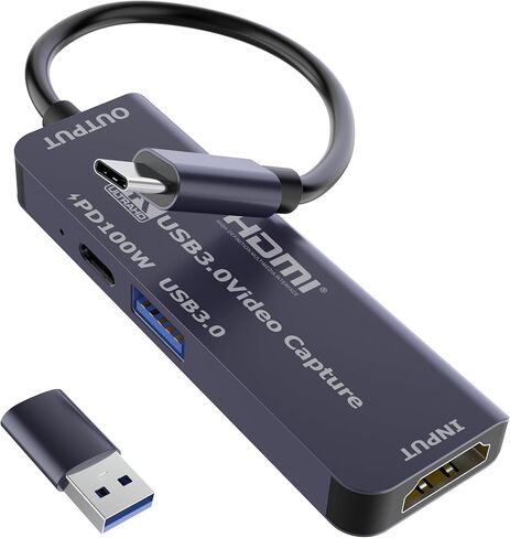 HDMI Video Capture Card 4K 60Hz Output, HDMI to USB 3.0 A and USB C Capture Card for Camera/Xbox/PS5/4/PC/OBS/Switch 2 in Saudi Arabia