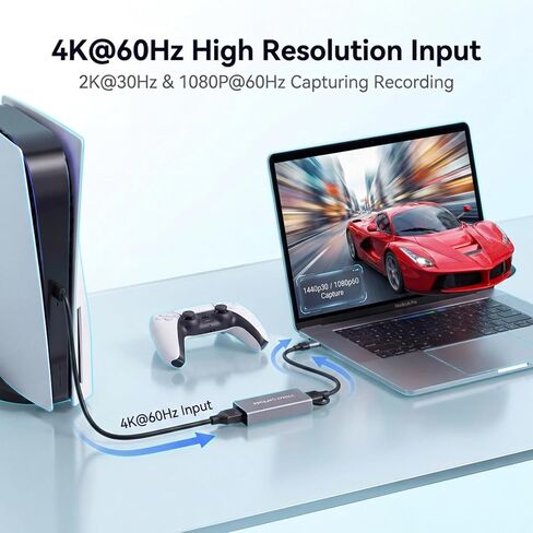 ezcap Video Capture Card, 4K60 Input HDMI to USB 3.0, 1080P60FPS/2K30FPS | Capture Card for Streaming Gaming, Low Latency, Plug and Play with Type-C/A, Compatible with PC Mac, OBS, Switch2 Xbox PS5/4 in Saudi Arabia