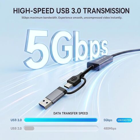 ezcap Video Capture Card, 4K60 Input HDMI to USB 3.0, 1080P60FPS/2K30FPS | Capture Card for Streaming Gaming, Low Latency, Plug and Play with Type-C/A, Compatible with PC Mac, OBS, Switch2 Xbox PS5/4 in Saudi Arabia