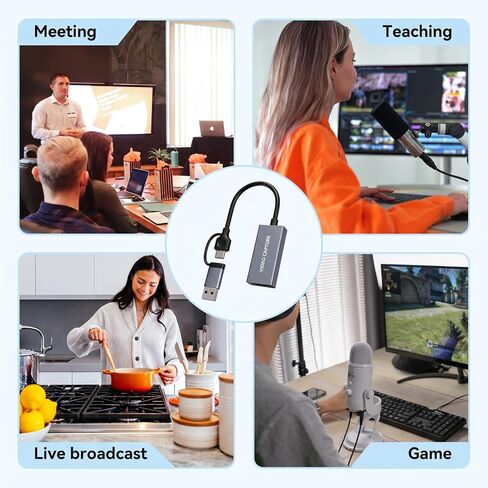 ezcap Video Capture Card, 4K60 Input HDMI to USB 3.0, 1080P60FPS/2K30FPS | Capture Card for Streaming Gaming, Low Latency, Plug and Play with Type-C/A, Compatible with PC Mac, OBS, Switch2 Xbox PS5/4 in Saudi Arabia