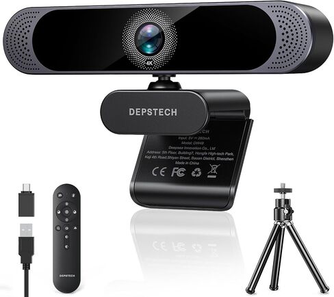 DEPSTECH 4K Webcam, Ultra HD 1/2.55'' Sony Sensor 3X Digital Zoom Autofocus | Dual Noise-Canceling Microphones, Remote Control, 80° FOV, Streaming Webcam for PC Mac Laptop Video Call Zoom Skype Teams in Saudi Arabia