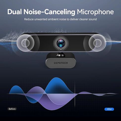 DEPSTECH 4K Webcam, Ultra HD 1/2.55'' Sony Sensor 3X Digital Zoom Autofocus | Dual Noise-Canceling Microphones, Remote Control, 80° FOV, Streaming Webcam for PC Mac Laptop Video Call Zoom Skype Teams in Saudi Arabia