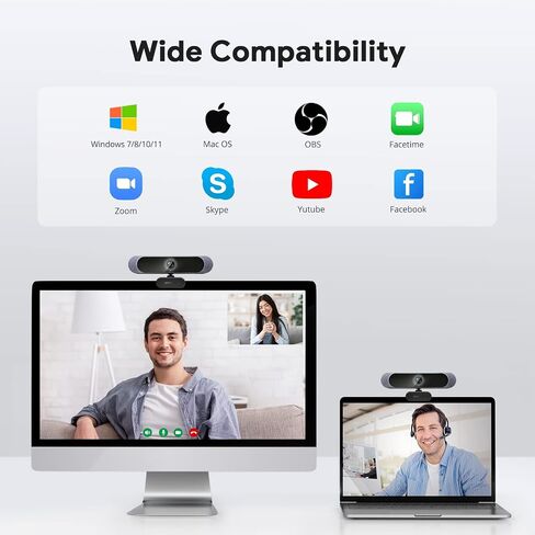 DEPSTECH 4K Webcam, Ultra HD 1/2.55'' Sony Sensor 3X Digital Zoom Autofocus | Dual Noise-Canceling Microphones, Remote Control, 80° FOV, Streaming Webcam for PC Mac Laptop Video Call Zoom Skype Teams in Saudi Arabia