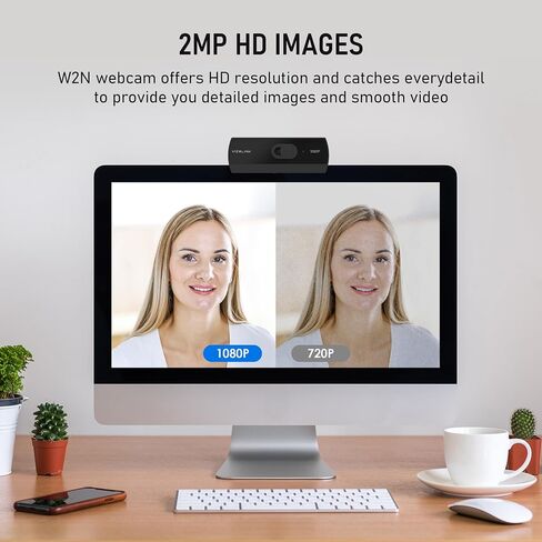 1080P Webcam with Built-in Microphone, W2N Web Cam, Privacy Cover, 75° FOV, Noise Cancellation, Plug & Play Web Camera for Computer, USB Webcam for Pc, Laptop, Desktop, Mac in Kuwait
