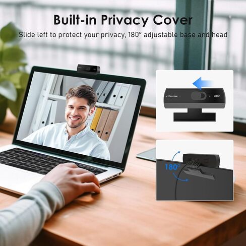 1080P Webcam with Built-in Microphone, W2N Web Cam, Privacy Cover, 75° FOV, Noise Cancellation, Plug & Play Web Camera for Computer, USB Webcam for Pc, Laptop, Desktop, Mac in Kuwait