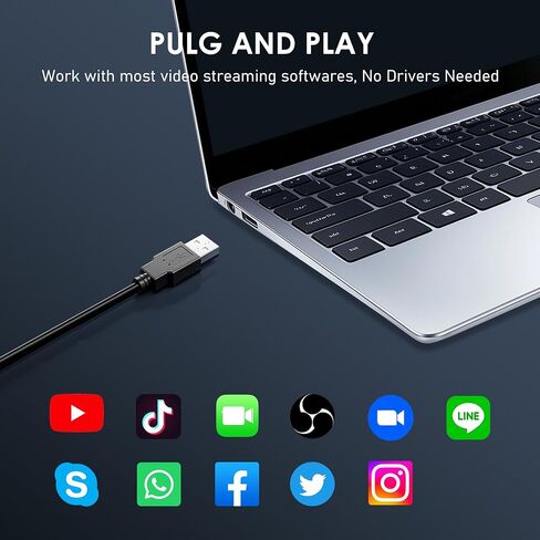 1080P Webcam with Built-in Microphone, W2N Web Cam, Privacy Cover, 75° FOV, Noise Cancellation, Plug & Play Web Camera for Computer, USB Webcam for Pc, Laptop, Desktop, Mac in Kuwait