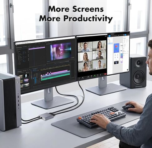 DisplayPort to Dual HDMI Adapter 1 in 2 Out, 4K@60Hz DP to HDMI Splitter for Dual Monitors, Extended Display MST Hub for Windows PC, NVIDIA/AMD Graphics Card [Mac OS Mirror Only] in Saudi Arabia