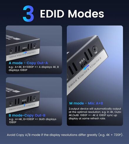 4K@60Hz HDMI Splitter 1 in 2 Out w/ 4ft HDMI Cable, HDMI Audio Splitter for Soundbar, Support Dolby Vision/Atmos 7.1ch, Downscaler 4K/1080P Sync, 1080P@120Hz, 2K@144Hz, Work for Firestick, PS5, Roku in Saudi Arabia