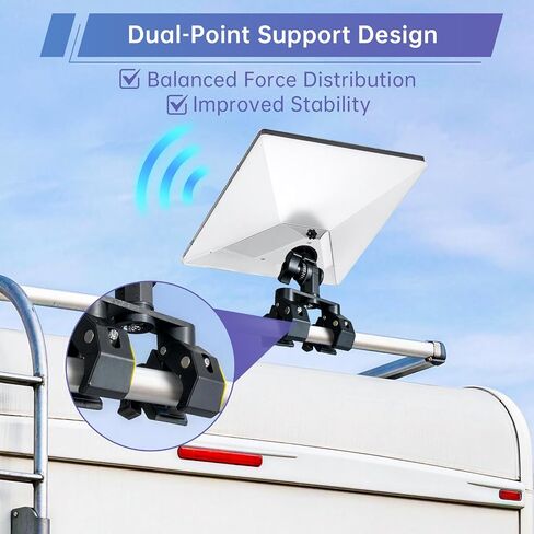 Starlink Mount for Starlink Mini, Dual-Clamp Starlink Mini Pole Mount Kit for RV Ladder & Roof Rack, Lightweight Aluminum & Nylon Starlink Mini RV Mount with 1/4"-20 for Camping Van Boat in Saudi Arabia