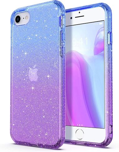 ULAK Compatible with iPhone SE Case 4.7 Inch, iPhone 8/7 case Clear Glitter | Soft TPU Cover Shockproof Transparent Protective Phone Case for iPhone SE/8/7 4.7 Inch in Kuwait