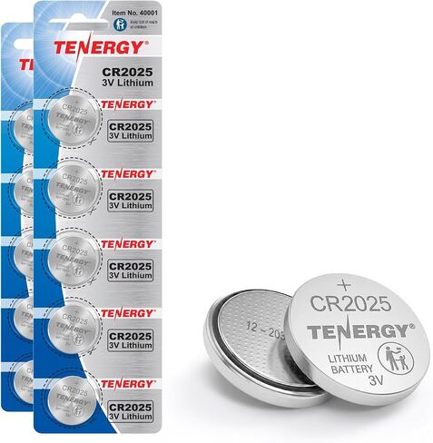 Tenergy 3V CR2025 Batteries, Lithium Button Coin Cell 2025 Battery, for Key FOBs & Other Devices, 100 Count in Kuwait