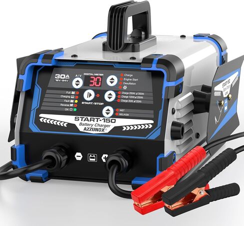 12V/24V Car Battery Charger Maintainer, Max 30A Fast Charging | 130A Cranking Engine Starter, Auto Battery Maintainer, Desulfator, Repair & Winter Modes for AGM Gel Deep Cycle Batteries in Saudi Arabia