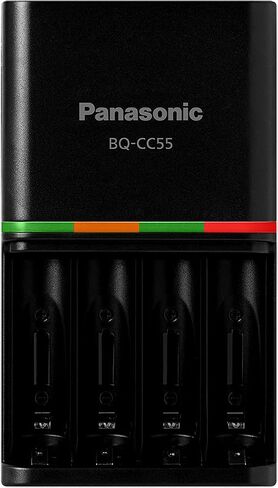 باناسونيك BQ-CC55KSBHA بطارية eneloop pro المتقدمة القابلة لإعادة الشحن، شاحن سريع لمدة 4 ساعات مع 4 مصابيح LED لمؤشر الشحن، أسود in Kuwait