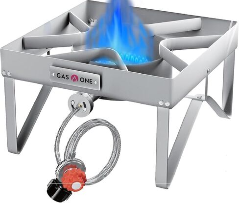 GasOne B-5200K Outdoor Cooker with High Pressure Steel Braided Hose Propane Burner Camp Stove in Saudi Arabia