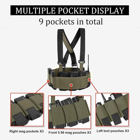 Low-Vis Chest Harness,Lightweight Elastic Rig Cummerbund | 500D nylon, 9 elastic pockets, X shoulder harness, concealled carry in Saudi Arabia