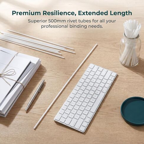 Didiseaon 100pcs White Plastic Binding Machine Riveting Tubes 4.8x500mm for Voucher and Document Binding, Firm Press Rivet Tube Performance for High Volume Document Processing and Financial in Saudi Arabia