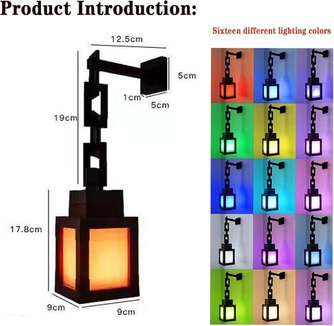 Neioaas Pixelated Lantern Night Light-16 Color Hanging Lantern Lamp | Rechargeable LED Wall and Table Decoration for Boys, Girls, and Adults, Playroom and Bedroom Decoration in Kuwait