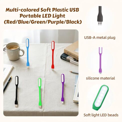 مصباح LED USB، 5 قطع ضوء قراءة مرن صغير، مصباح LED للعناية بالعين للوحة مفاتيح الكمبيوتر المحمول، والكتب، والإضاءة الليلية، ومصباح USB محمول من النوع A متوافق مع الكمبيوتر المحمول، وسطح المكتب، وبنك الطاقة in Kuwait