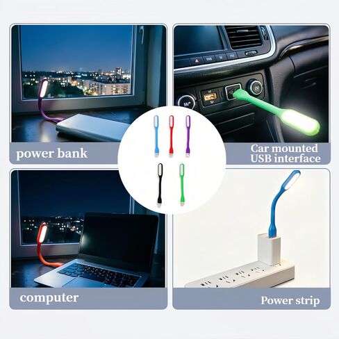 مصباح LED USB، 5 قطع ضوء قراءة مرن صغير، مصباح LED للعناية بالعين للوحة مفاتيح الكمبيوتر المحمول، والكتب، والإضاءة الليلية، ومصباح USB محمول من النوع A متوافق مع الكمبيوتر المحمول، وسطح المكتب، وبنك الطاقة in Kuwait