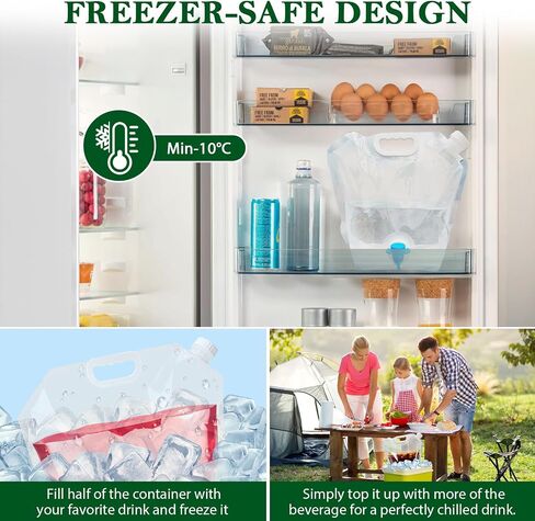Cooltto Premium Collapsible Water Container Bag, BPA Free Food Grade | Clear Plastic Storage Jug, No-Leak Freezable Fold-able Water Bottle for Camping, Hiking, Backpacking, Emergency in Saudi Arabia