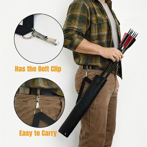 Archery Arrow Quiver Hip Tube Quiver with 2-Tubes and Belt Clip Lightweight for Youth Carbon Wooden Crossbow Arrows Holder in Saudi Arabia
