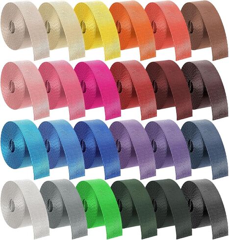 24 Rolls Nylon Webbing Straps, 1 Inch Wide Webbing Strap, 3.3 Yard 24 Assorted Color Pack for DIY Crafts, Bag Making, Backpack Straps, Pet Collars, Gear Repair & Hammock Ties in Saudi Arabia
