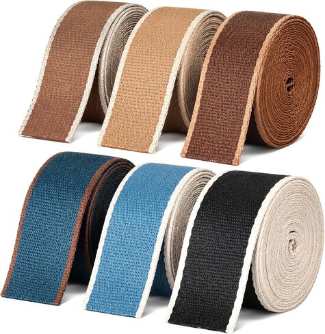 6 Rolls 1.5 Inch 18 Yards Polyester-Cotton Striped Webbing | 6 Pcs Cotton Striped Webbing for Purse Backpack Straps, 1.5 " Nylon Webbing for Bags Belt Backpacks Luggage in Saudi Arabia