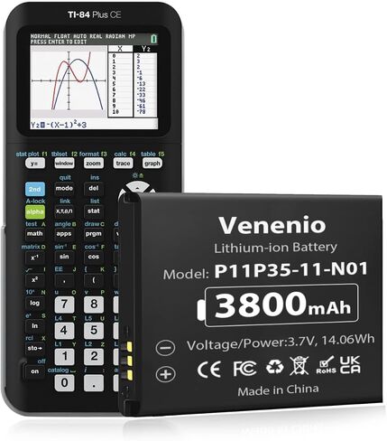 [3800 مللي أمبير] بطارية لجهاز Texas Instruments TI-84 CE/TI-84 Plus CE P11P35-11-N01 قطعة بطارية بديلة عالية السعة رقم 3.7L12005SPA 3.7 فولت in Kuwait